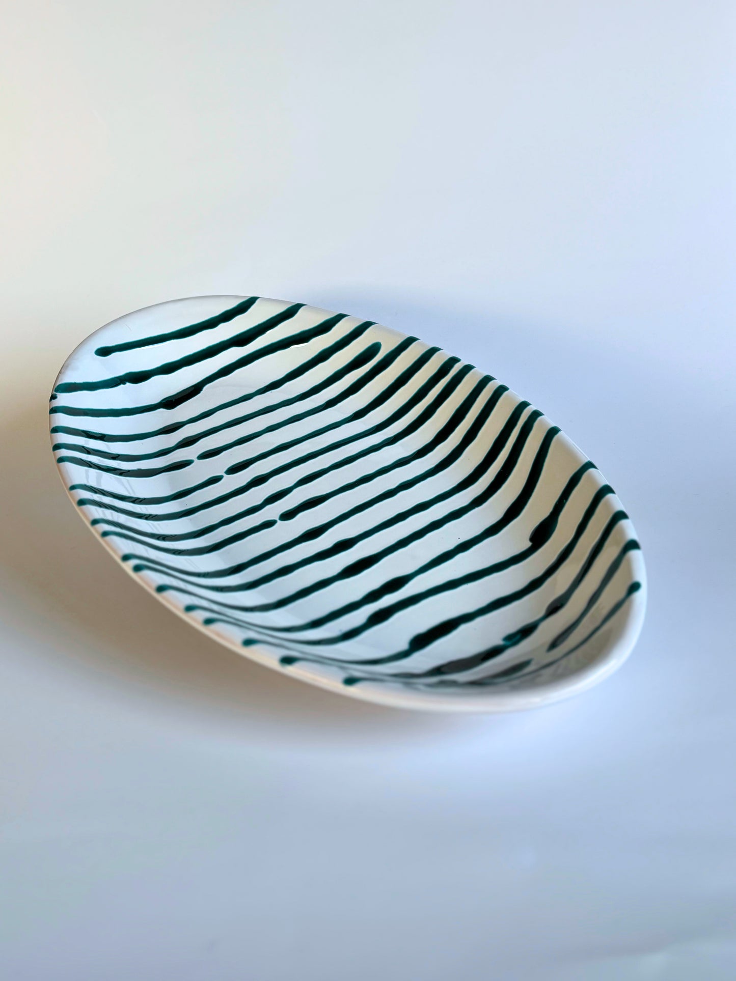 Serving dish Striped Green