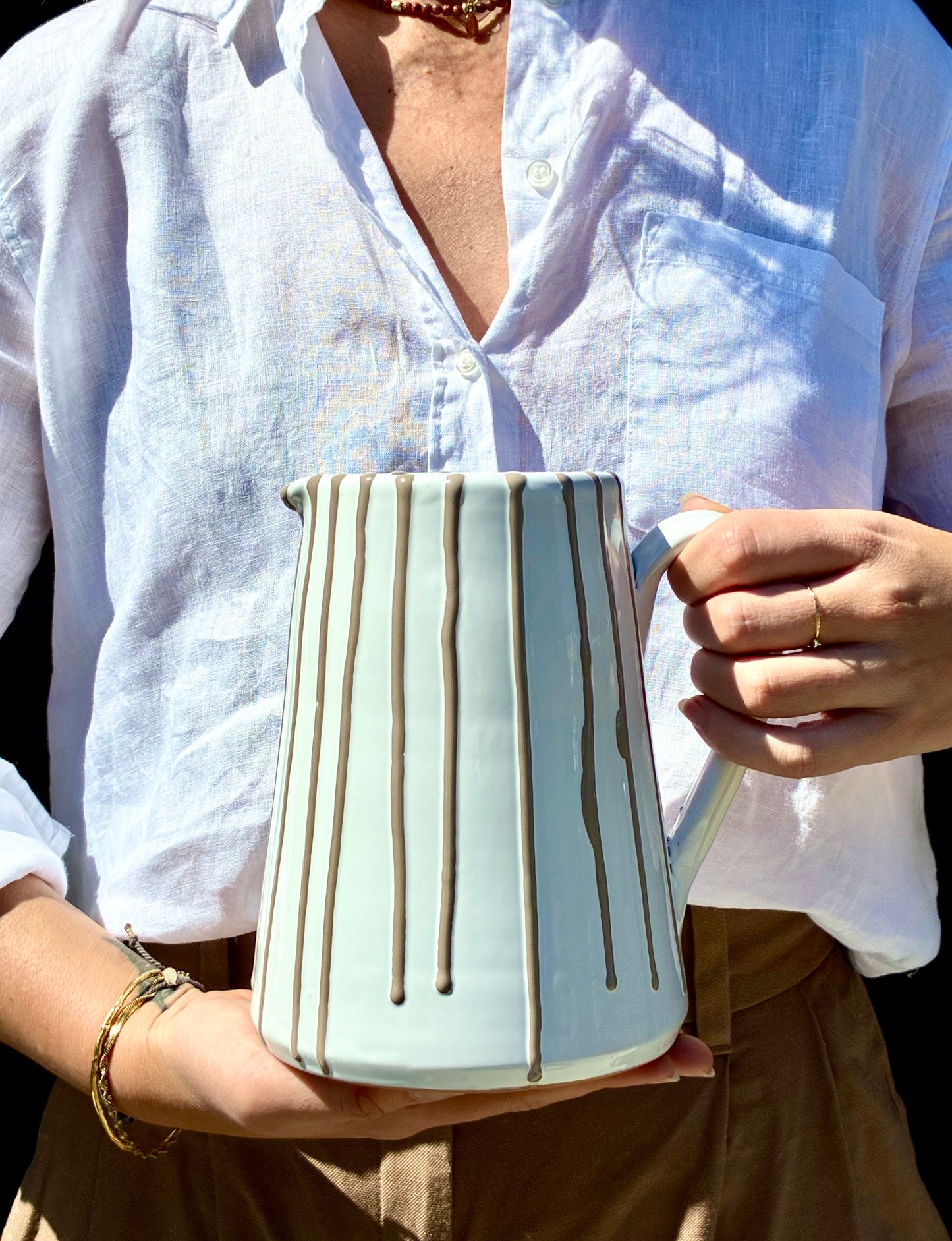 Striped Taupe Jug