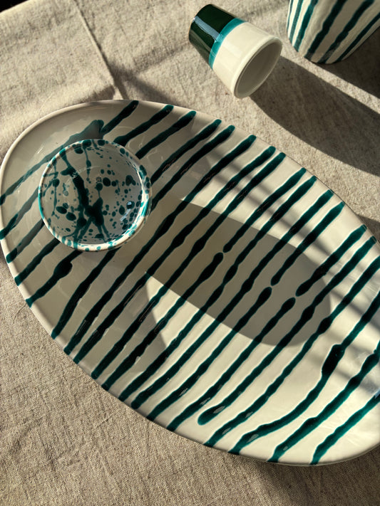 Serving dish Striped Green
