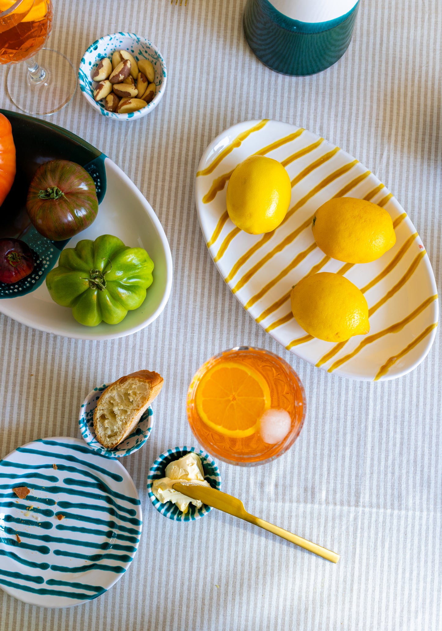 Serving dish Striped Ochre