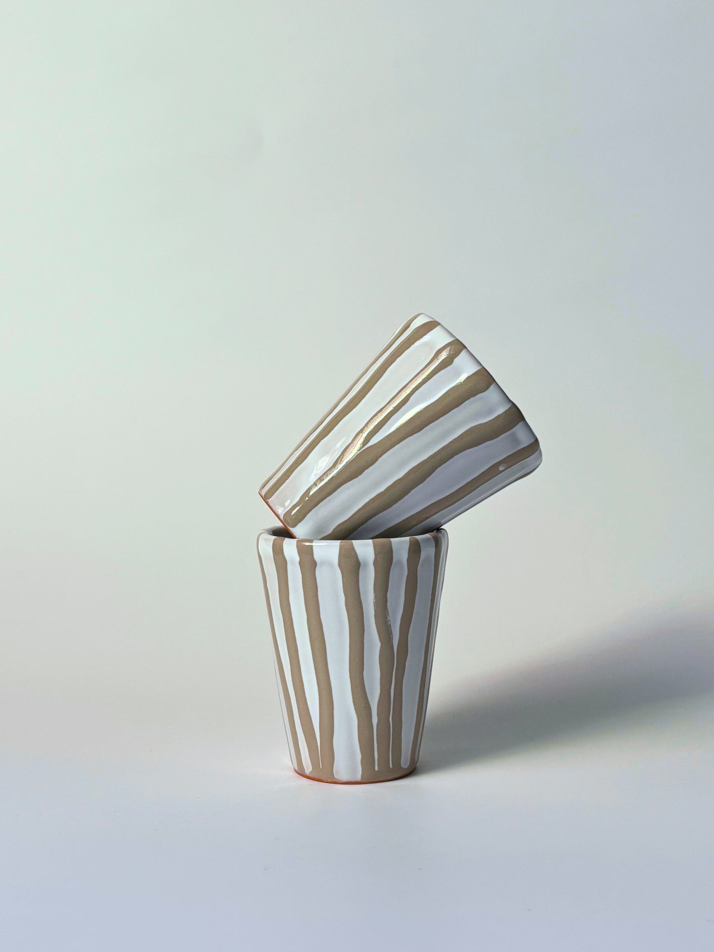 Espresso cups Striped Taupe