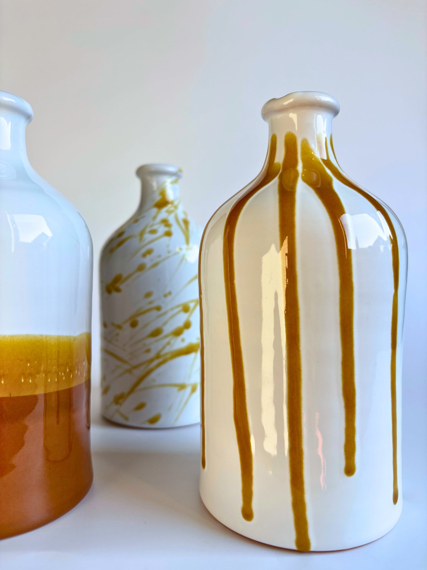 Oil Bottle Striped Ochre