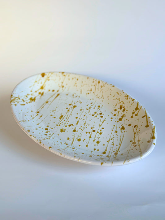 Serving dish Splashed Ochre