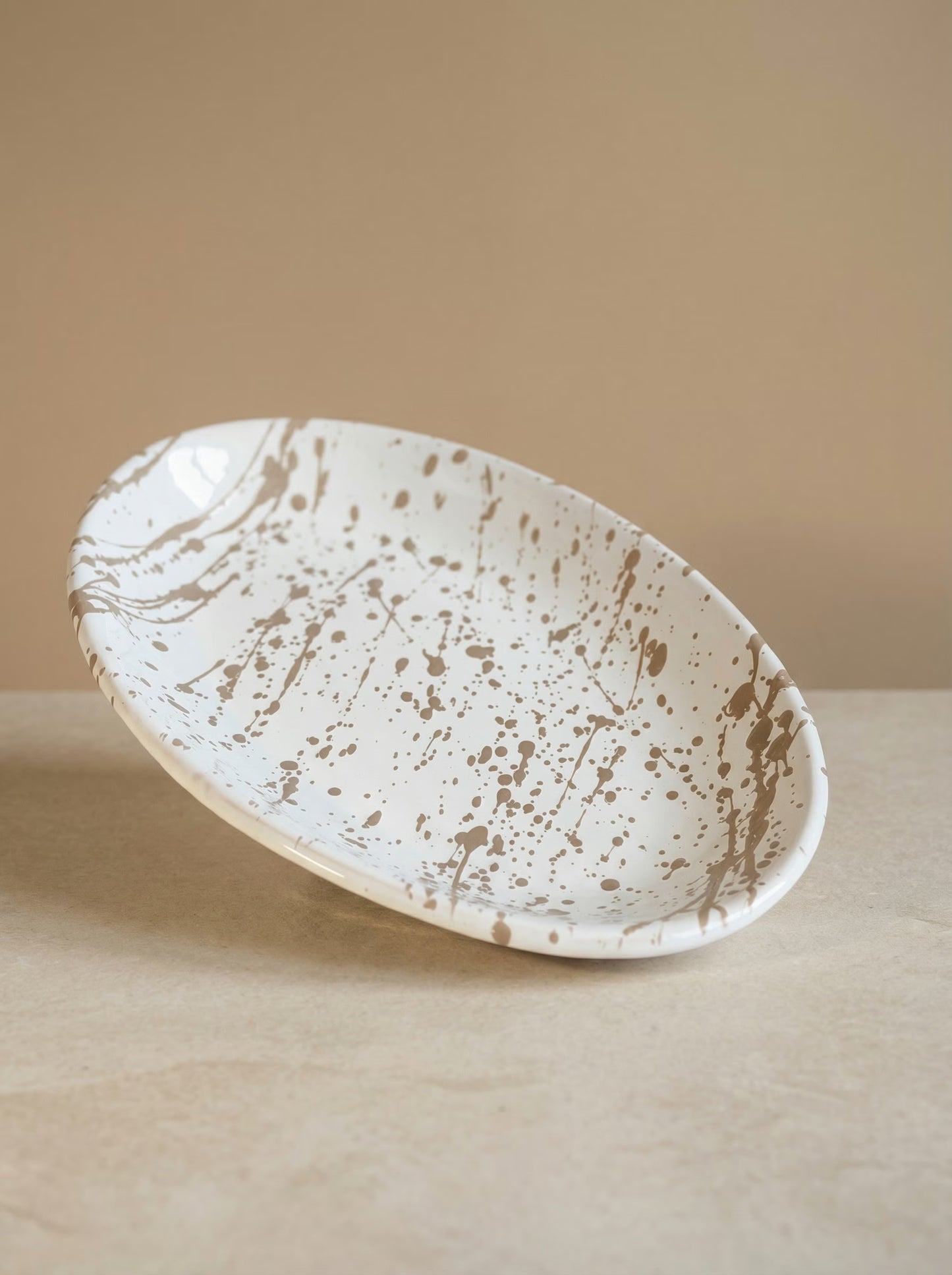 Serveerschaal Groot Splashed Taupe