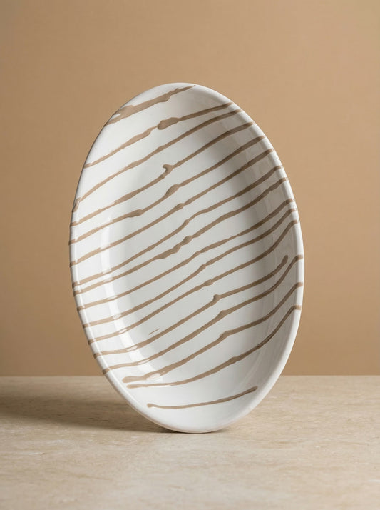 Serveerschaal Striped Taupe