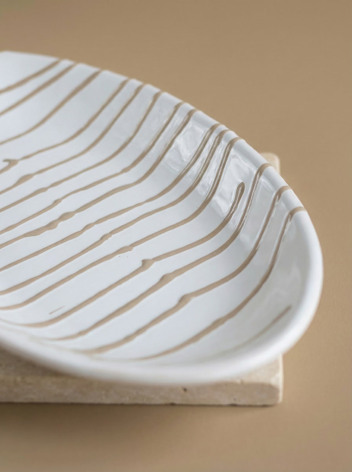 Serveerschaal Striped Taupe