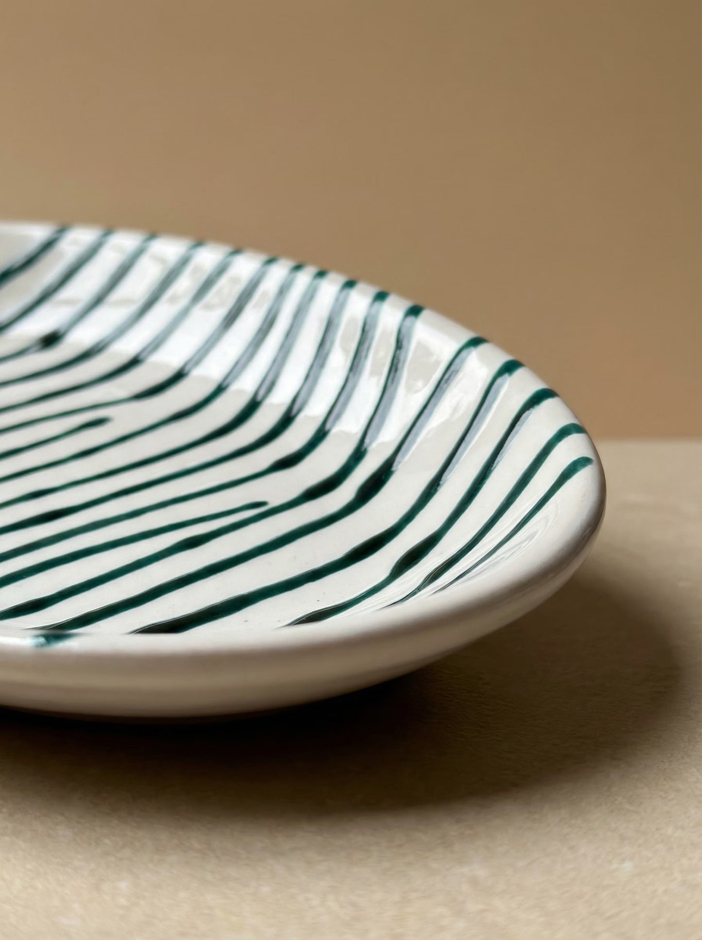 Serveerschaal Groot Striped Groen