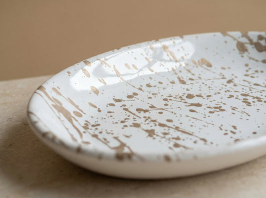 Serveerschaal Groot Splashed Taupe