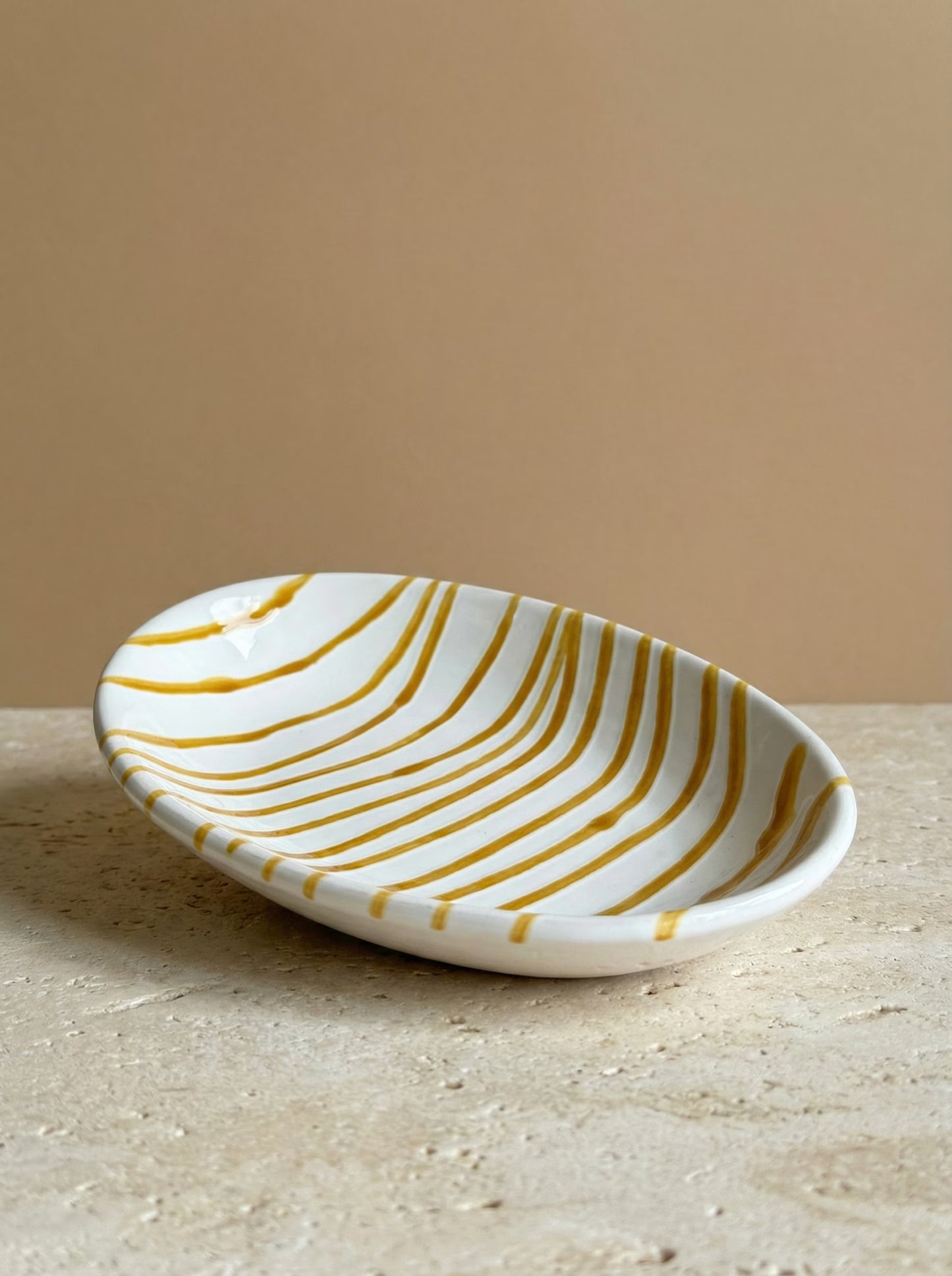 Serveerschaal Groot Striped Oker