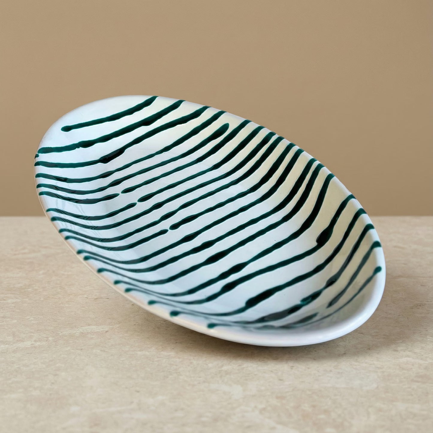 Serveerschaal Groot Striped Groen