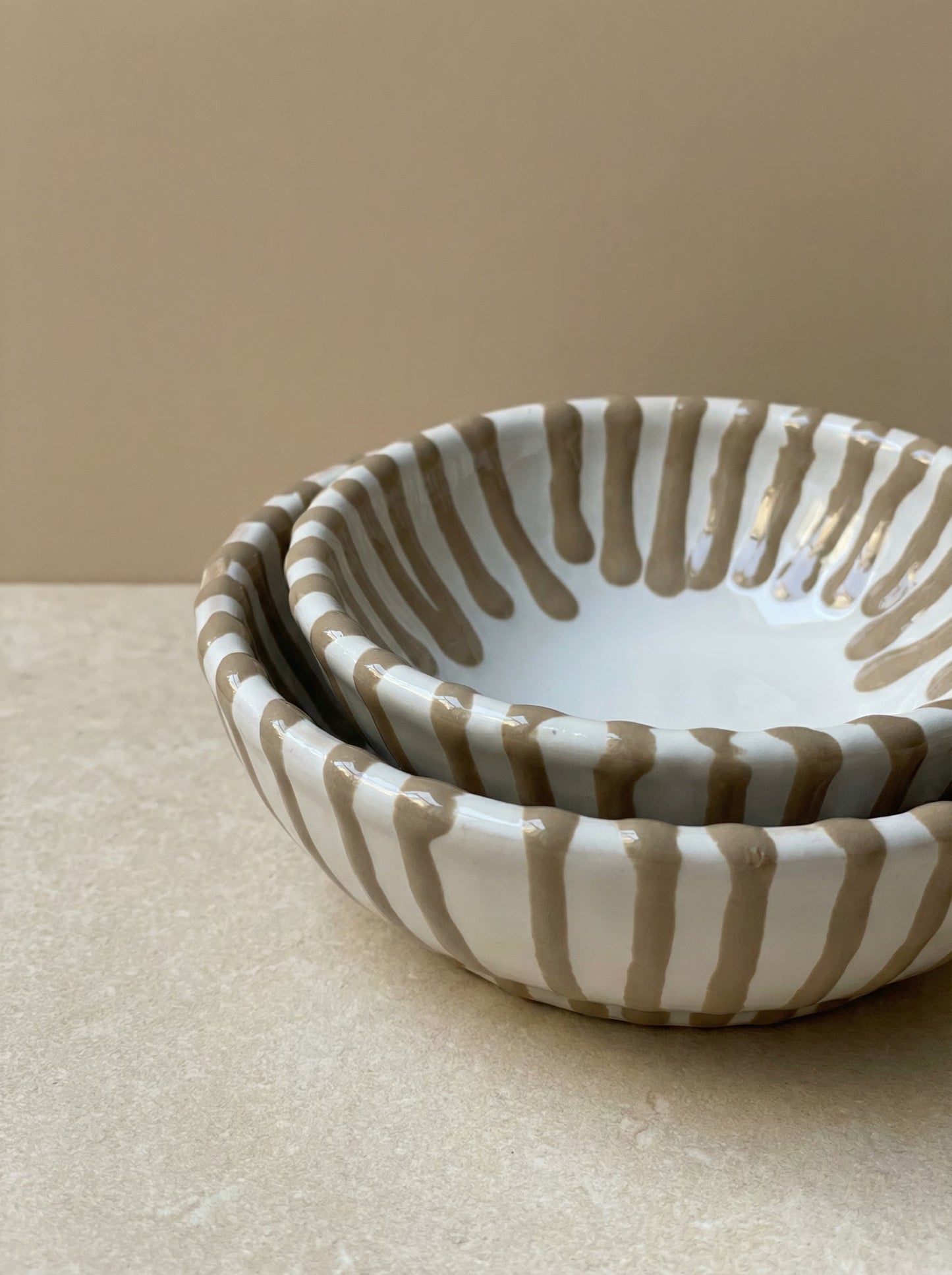 Schaaltjes Striped Taupe